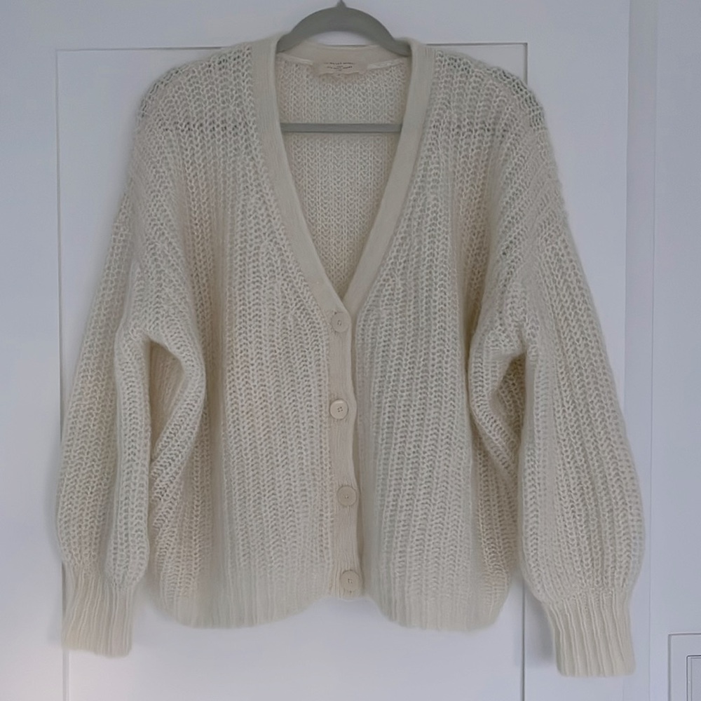 Sezane Achille Cardigan Jumper Small White/Ecru